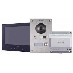 Hikvision DS-KIS701/EU-B Kit Interphone Vidéo 7” écran Tactile Famille Unique 2 Fils Camera Full Hd 1080p Fisheye