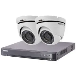 Kit Video Surveillance Turbo HD Hikvision 2 Caméras Dôme - Blanc