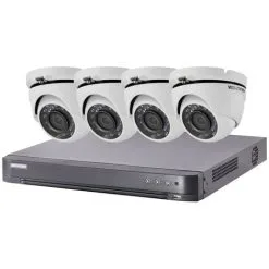 Kit Video Surveillance Turbo HD Hikvision 4 Caméras Dôme - Blanc