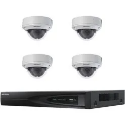 Kit Vidéosurveillance 4 Caméras Dômes - Hikvision - Blanc