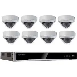 Kit Vidéosurveillance 8 Caméras Dômes - Hikvision - Blanc