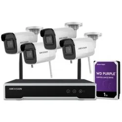 Hikvision - NK44W0H-1T - Kit Vidéosurveillance Wifi NVR 4 Caméras - Blanc Et Noir