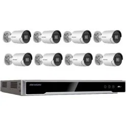 Kit Vidéosurveillance 8 Caméras Compactes - Hikvision - HIK-KITNVR8BULL-002 - Blanc