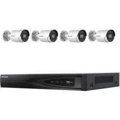 Kit Vidéosurveillance 4 Caméras Compactes - Hikvision - HIK-KITNVR4BULL-002 - Blanc