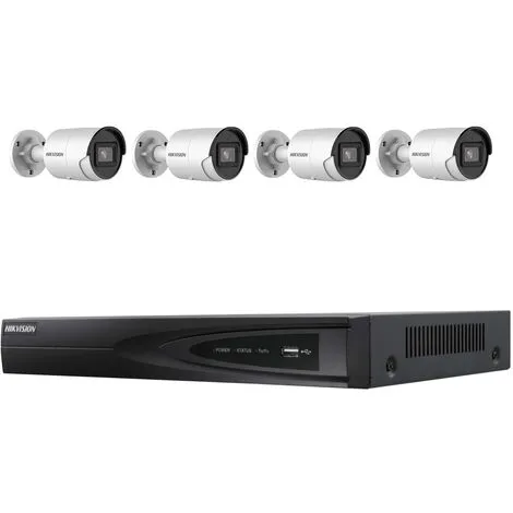 Kit Vidéosurveillance 4 Caméras Compactes - Hikvision - HIK-KITNVR4BULL-002 - Blanc 1 Kit Vidéosurveillance 4 Caméras Compactes - Hikvision - HIK-KITNVR4BULL-002 - Blanc