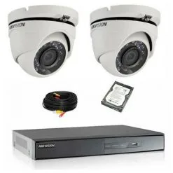 Kit De Vidéosurveillance Hikvision 2 Dômes 1080p Hd Avec Disque Dur